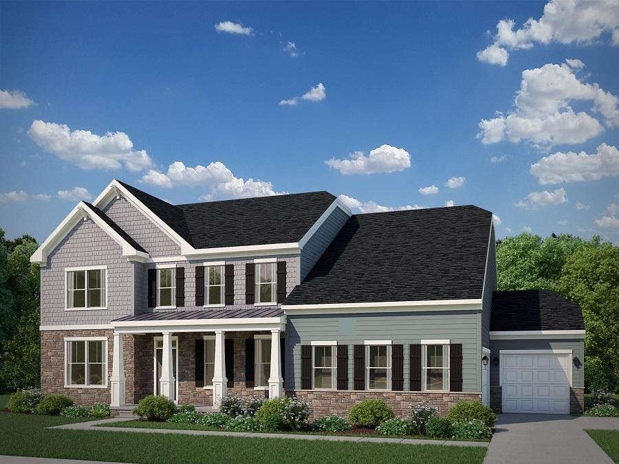 The Carson with Optional Craftsman Elevation with Opt. High Stone,and Opt. 3 Car Side Load Garage